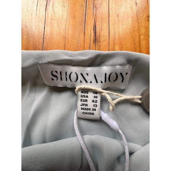 SHONA JOY Wedding Guest Asymmetric Satin Maxi Dress Pale Blue Size 10 NWT! - Picture 10 of 11